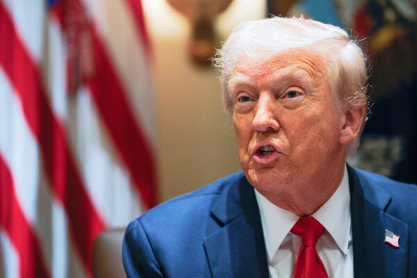 FILE - President Donald Trump speaks during a Cabinet meeting at the White House in Washington, Feb. 26, 2025. (Pool via AP, file)