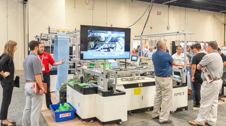 Henderson Sewing's exhibit booth at an industry trade show prior to such events being canceled by the COVID-19 pandemic.
