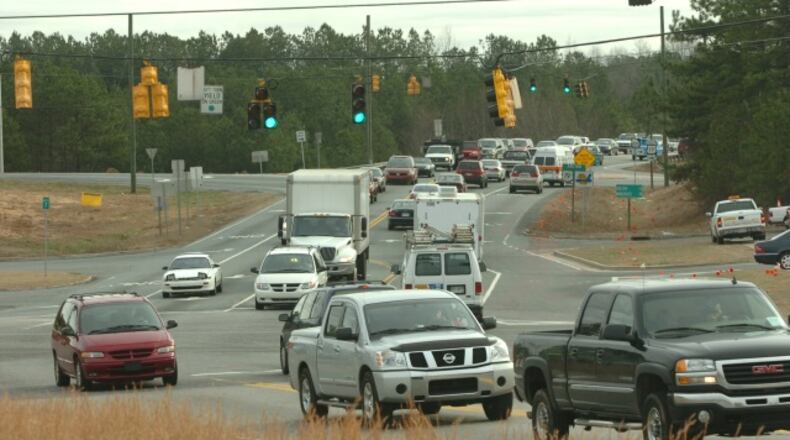 A portion of Bethelview Road as it appeared in 2007, before the start of a multiple-phase widening project
