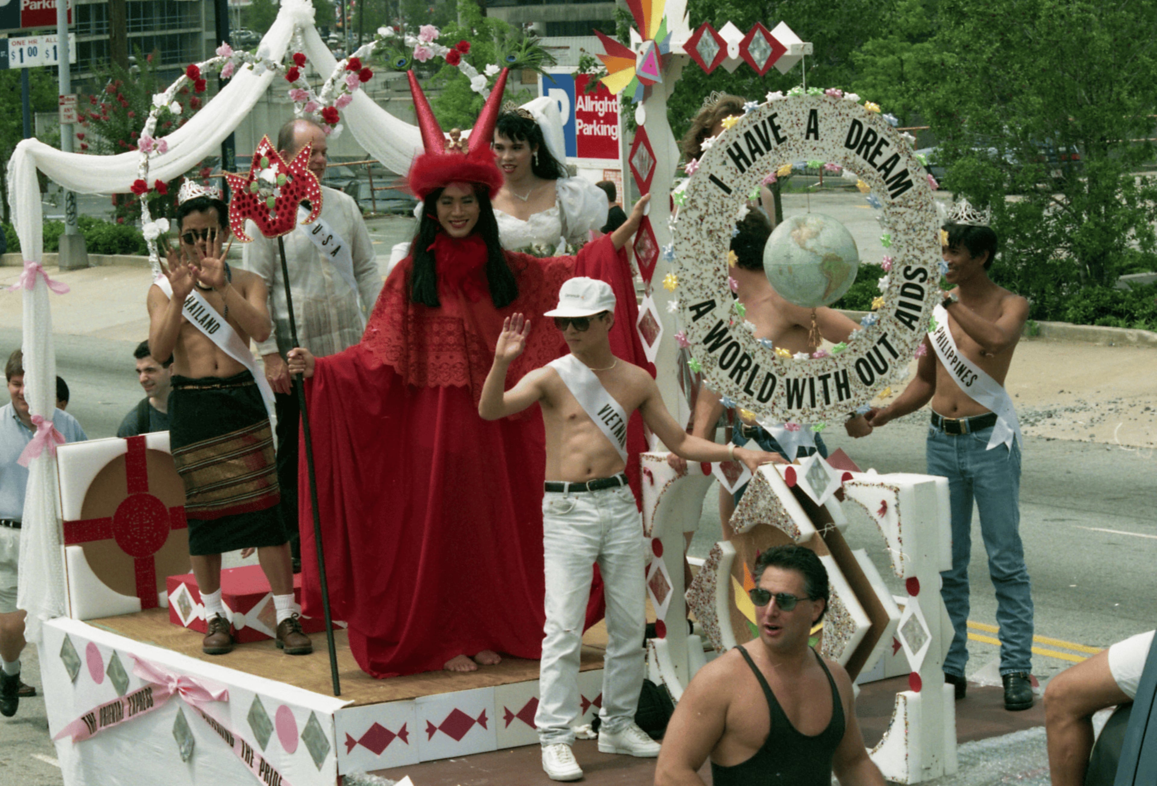 Float in the 25th annual Gay Pride Parade, Peachtree Street, Atlanta, Georgia, June 25, 1995. (Atlanta Journal-Constitution Photographic Archives. Special Collections and Archives, Georgia State University Library.)