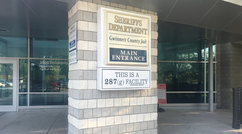 The entrance to the Gwinnett County jail. FILE PHOTO