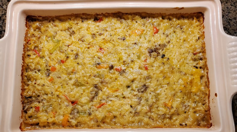 Since her mother’s passing, JoAnn’s Sausage and Rice Casserole has become a comfort-food staple for Pam Armstrong. Courtesy of Pam Armstrong