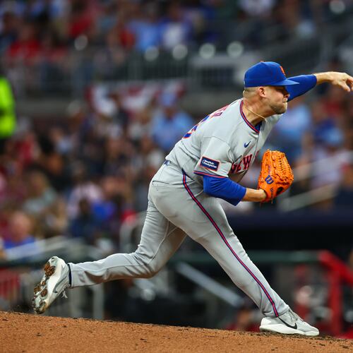 New York Mets pitcher A.J. Minter delivers in the fifth inning of a baseball game against the Atlanta Braves, Friday, July 3, 2026, in Atlanta. (AP Photo/Colin Hubbard)