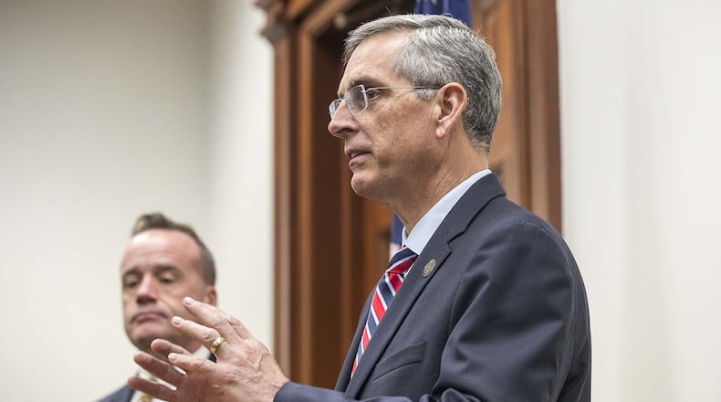 Georgia Secretary of State Brad Raffensperger announced Tuesday that the state will mail absentee ballot request forms to the state’s 6.9 million active voters ahead of the May 19 primary. (ALYSSA POINTER/ALYSSA.POINTER@AJC.COM)