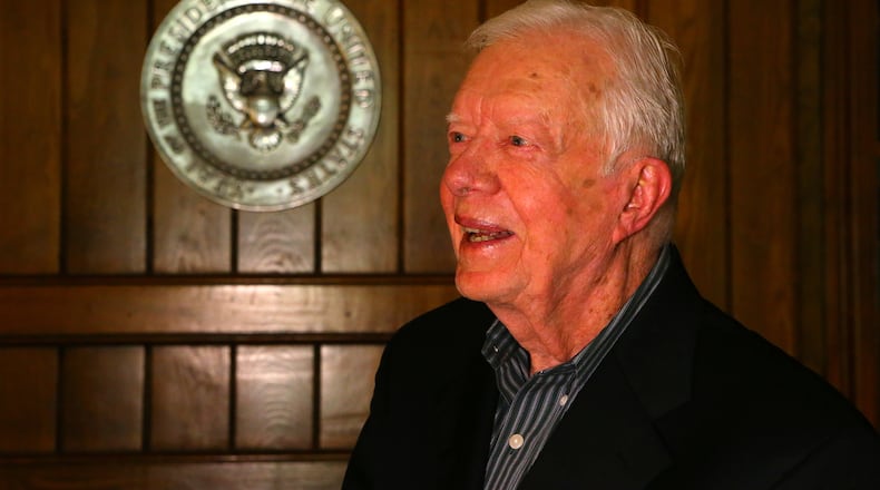 071414 PLAINS: Jimmy Carter discusses his role in his grandson Jason Carter's gubernatorial campaign on Monday, July 14, 2014, in Plains. CURTIS COMPTON / CCOMPTON@AJC.COM Former President Jimmy Carter. AJC file/Curtis Compton, ccompton@ajc.com