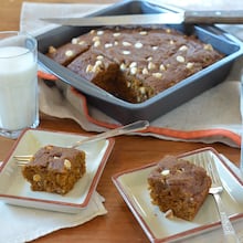 "PSL" Pumpkin Blondies are flavored with warm spices, espresso powder and creamy white chocolate chips. (Courtesy of Virginia Willis)