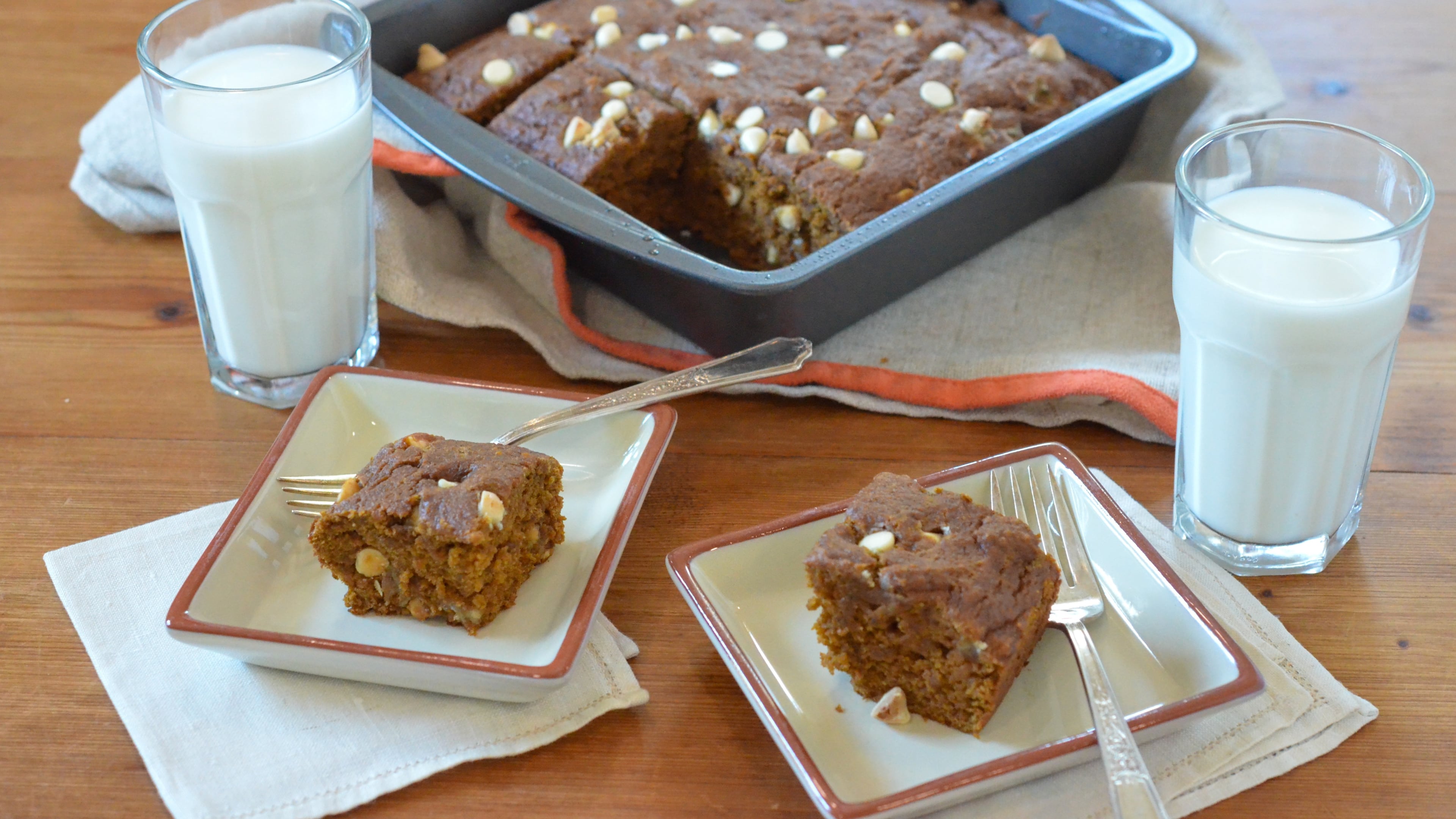 "PSL" Pumpkin Blondies are flavored with warm spices, espresso powder and creamy white chocolate chips. (Courtesy of Virginia Willis)