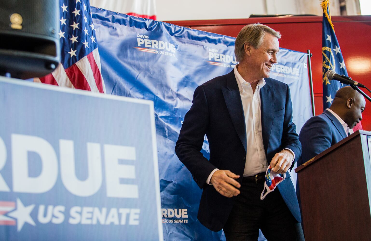 Senator Perdue and Tim Scott rally