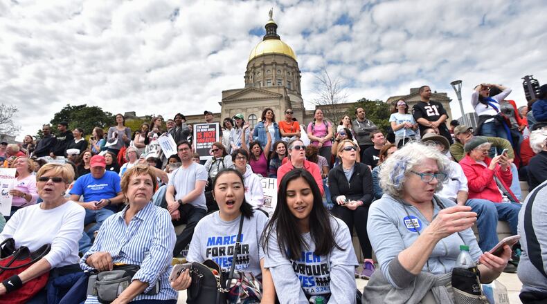 Thousands of people gathered at Liberty Plaza during the March For Our Lives rally in downtown Atlanta March 24. Atlanta police estimated the crowd at near 30,000 students and adults. Student leaders are calling for next steps, saying the movement is headed for more. HYOSUB SHIN / HSHIN@AJC.COM