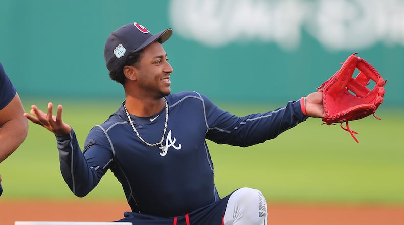 February 15, 2017, Lake Buena Vista, FL: Braves infielder Ozzie Albies gets an early start at spring training in Champion Stadium as the Braves pitchers and catchers prepare to hold their first workout on Wednesday Feb. 15, 2017, at the ESPN Wide World of Sports in Lake Buena Vista. Curtis Compton/ccompton@ajc.com