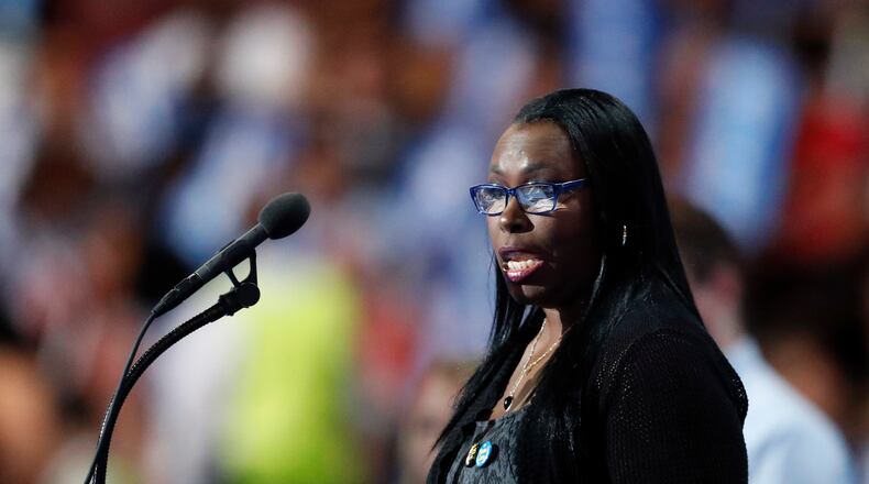 Henrietta Ivey, a home care worker from Detroit, Mich., speaks during the final day of the Democratic National Convention in Philadelphia , Thursday, July 28, 2016. (AP Photo/Paul Sancya)