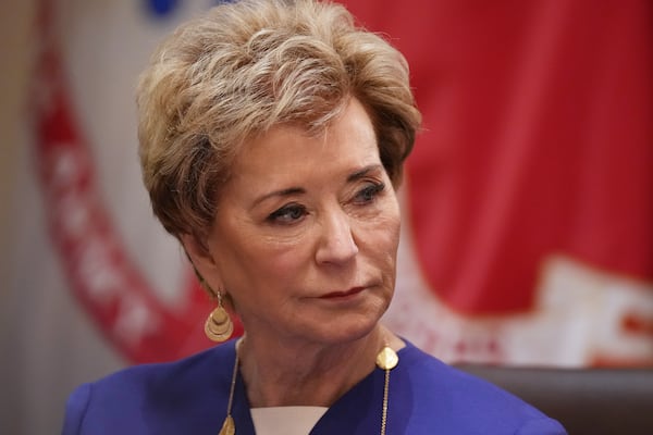 Secretary of Education Linda McMahon attends a Cabinet meeting at the White House in May. (Jacquelyn Martin/AP)