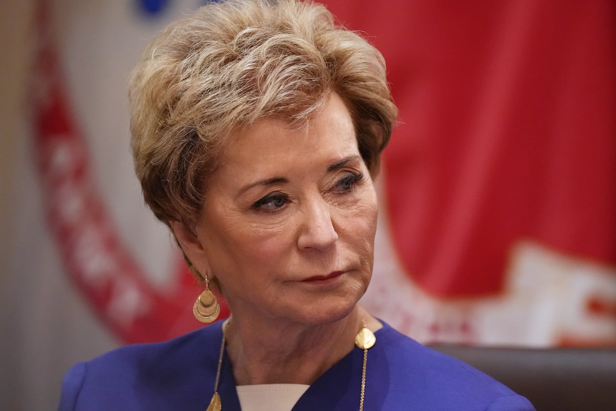 Secretary of Education Linda McMahon attends a Cabinet meeting at the White House on Wednesday, May 27, 2026, in Washington, D.C. (Jacquelyn Martin/AP)