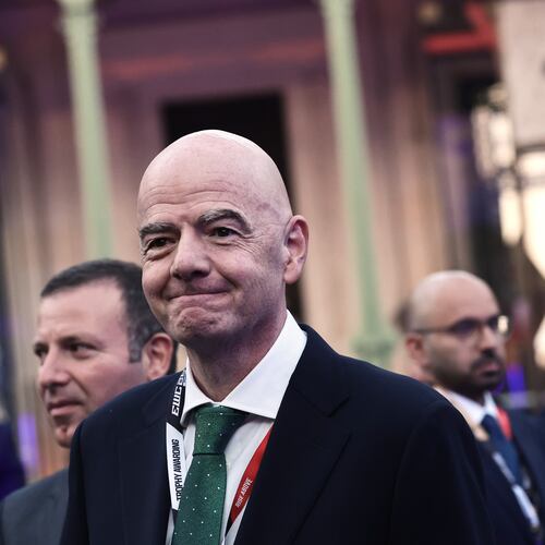 FIFA President Gianni Infantino attends the closing ceremony of the Esports World Cup at the Grand Palais in Paris, France, Sunday Aug. 23, 2026. (Teresa Suarez/Pool Photo via AP)