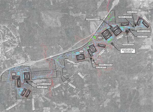 This is a site map of the proposed Forsyth Technology Campus in Monroe County along I-75. (Courtesy Trammell Crow Co.)
