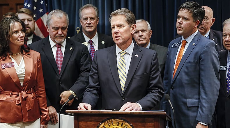 Caption: February 4, 2020 - Atlanta - Gov. Brian Kemp announced legislation Tuesday to “reduce high-stakes K-12 testing in Georgia.†Kemp and state school Superintendent Richard Woods traveled the state over the summer taking with teachers and parents about the number of tests Georiga's students teach each year, which they say is too many.