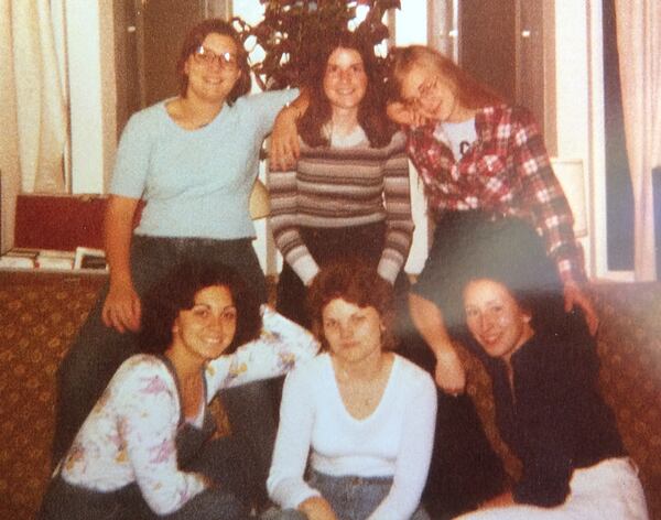 Audrey Helfman, lower left, keeps in close touch with her college roommates. Years ago she met one more, so to speak.
