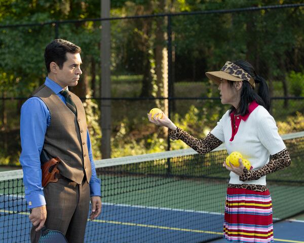On "Will Trent," Margaret Cho plays a therapist who treats the title character (Ramon Rodriguez) in unusual settings, like a pickleball court during the Season 4 opener. (Disney/Lynsey Weatherspoon)