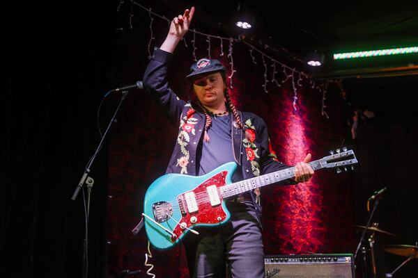 Mikey Durham of the punk band Upchuck performs on stage during a sound check at the EARL in Atlanta on Wednesday, Dec. 31, 2025. (Abbey Cutrer/AJC)