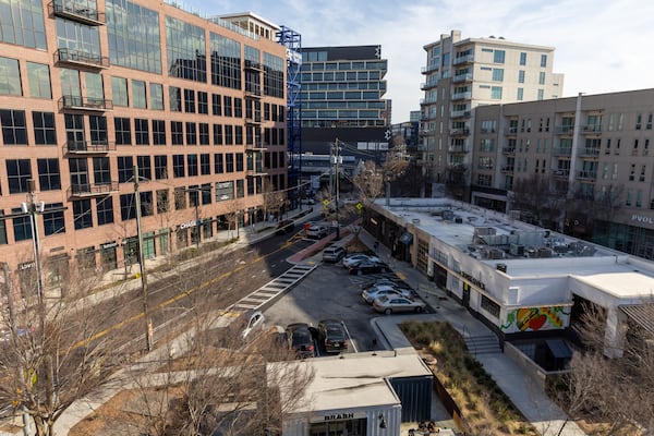 A view down Howell Mill Road in the West Midtown neighborhood of Atlanta is shown on Friday, March 14, 2025. (Arvin Temkar/AJC)