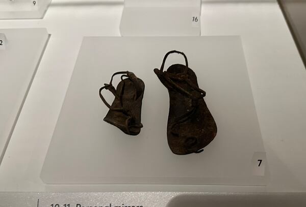 Israeli antiquities collector Oded Golan has opened a temporary "Discovering the World of Jesus" exhibition at Pullman Yards until Feb. 28 that includes a well-preserved pair of baby shoes that are likely 2,000-plus years old. Rodney Ho/AJC