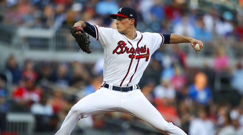 Max Fried of the Braves pitches against the Washington Nationals at SunTrust Park. (Photo by Todd Kirkland/Getty Images)