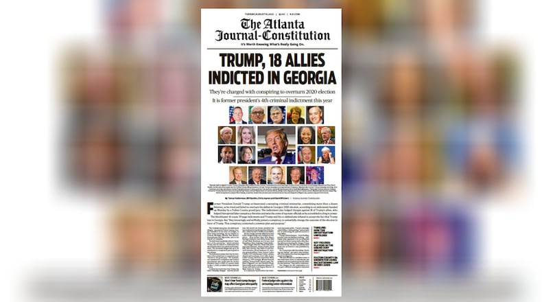 From The front page of the Tuesday, Aug. 15, 2023 edition of The Atlanta Journal-Constitution.