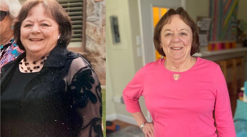 During the pandemic lockdown, Kathryn LaTour took a look at herself and launched herself into an exercise program. “You’ve got to really want it for yourself," said LaTour, 80. "You’ve got to stay focused on that want." The photo on the left was taken in June 2019. The photo on the right was taken in May. (Photos courtesy of Kathryn LaTour)In her after photo, on right, LaTour was 80, it was taken in May.  
Courtesy of Kathryn LaTour