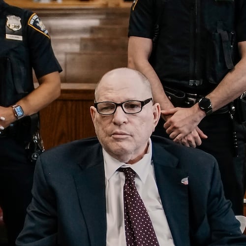 Harvey Weinstein appears in Manhattan criminal court on Friday, April 17, 2026, in New York. (AP Photo/Eduardo Munoz Alvarez, Pool)