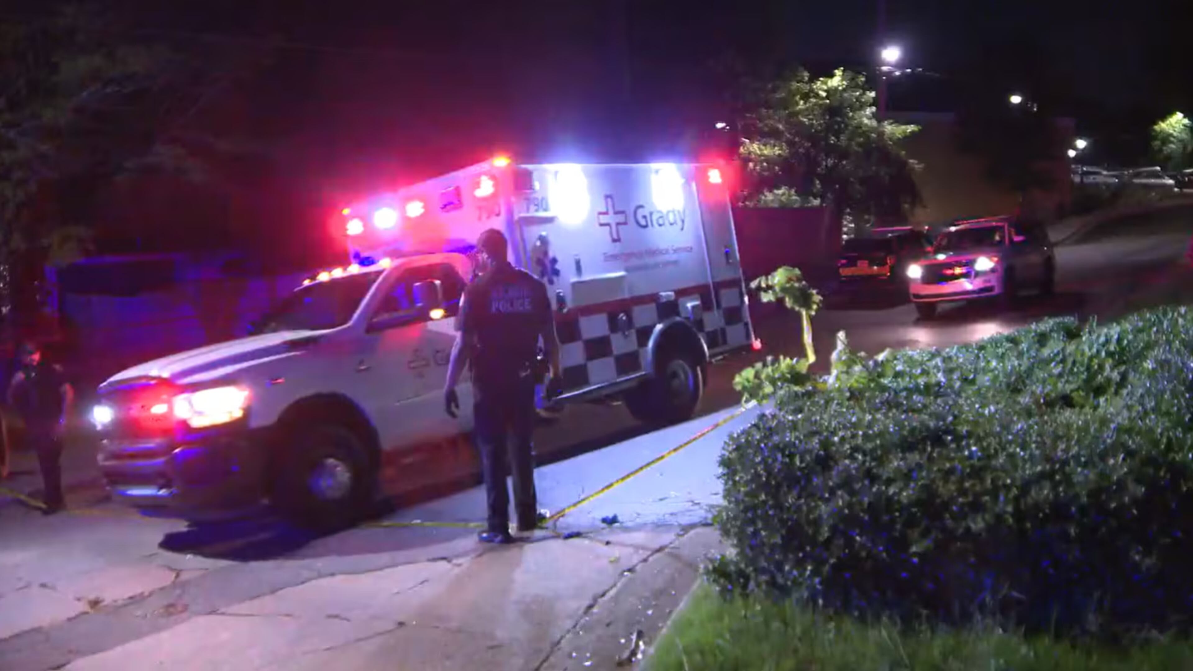 Atlanta police investigate a shooting at the Flipper Temple Apartments late Wednesday, July 30, 2025. Four people were injured. (Channel 2 Action News)