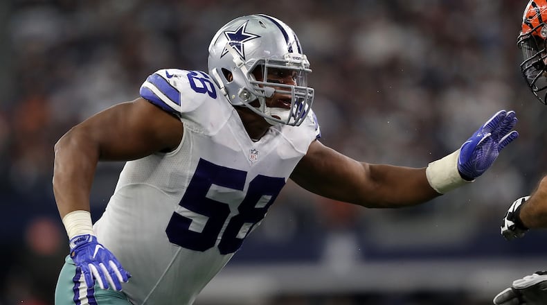 ARLINGTON, TX - OCTOBER 09: Jack Crawford #58 of the Dallas Cowboys at AT&T Stadium on October 9, 2016 in Arlington, Texas. (Photo by Ronald Martinez/Getty Images)