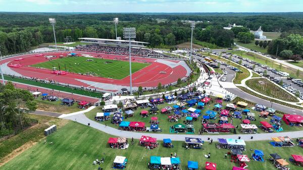 The University of Georgia’s new 34,700-square-foot complex in Athens boasts a nine-lane, 400-meter Spec Towns Track with infield areas for long jump, triple jump and pole vault. (Miguel Martinez/AJC)