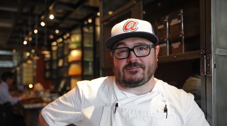 Chef Sean Brock pauses from the bustle of readying his first Atlanta restaurant, Minero, for opening. Doors are expected to unlock next week at this casual Mexican concept inside Ponce City Market. (Becky Stein Photography) 151008-ATLANTA-GA- AJC Sneak Peek at the new Ponce City Market on Thursday, October 8, 2015. FOOD: Please see Ligaya.Figueras @coxinc.com for the dish description and chef name (Becky Stein Photography)