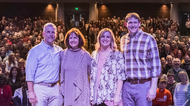 Randy and Carol Pope and Rachel and Jeff Norris at congregational meeting to recommend and affirm new leader . CONTRIBUTED