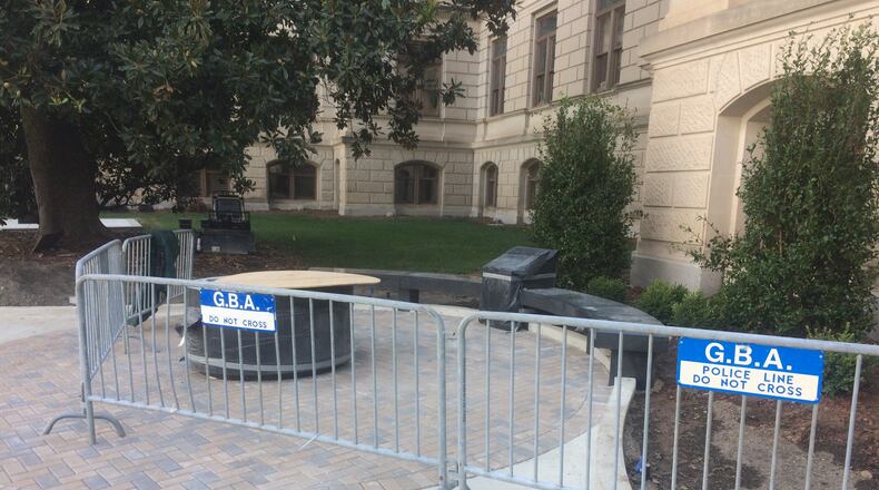 A pedestal awaits the statue of the Rev. Martin Luther King Jr. at the state Capitol in Atlanta. Jim Galloway, jgalloway@ajc.com