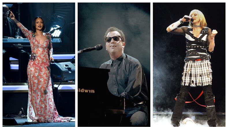 Rihanna (from left), Billy Joel and Madonna are some of the biggest artists in music. But even they have released some clunkers over the years. Associated Press/AJC FILE/AJC FILE