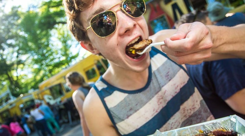 Food O Rama Grant Park attendee munches on food at the event on April 1.