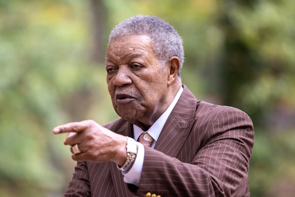 Fulton County Chairman Robb Pitts speaks at the groundbreaking ceremony of the Roderick Gay Botanical Garden in College Park on Thursday, Oct. 30, 2025. (Arvin Temkar/AJC)