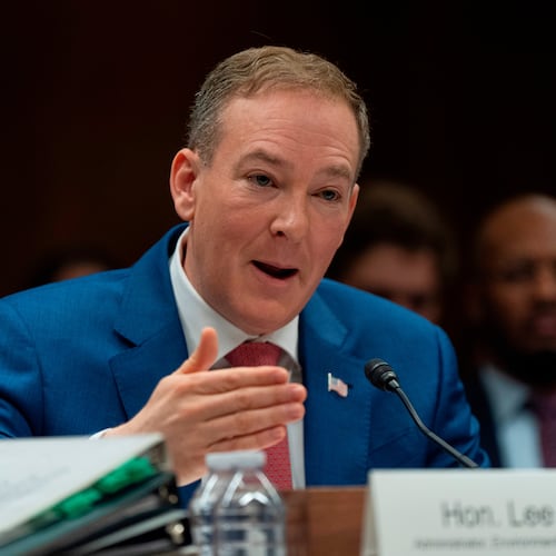 Environmental Protection Agency administrator Lee Zeldin, testifies to the Senate Appropriations subcommittee on Interior, Environment and related agencies on the budget request for the EPA, on Capitol Hill, Wednesday, May 13, 2026, in Washington. (AP Photo/Manuel Balce Ceneta)