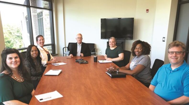 As part of his back-to-school preparations, Cherokee County Superintendent of Schools Dr. Brian V. Hightower recently held his first meeting with the Cherokee County Council PTA’s new executive board. From left to right, Vice President 2 Emily Trenbeath, Secretary Tiffani Hairgrow, Co-President Catherine Shook, Superintendent of Schools Dr. Brian V. Hightower, Co-President Lori Burton, Treasurer Marieline Reedy and Vice President 1 Scott Steinbrenner.