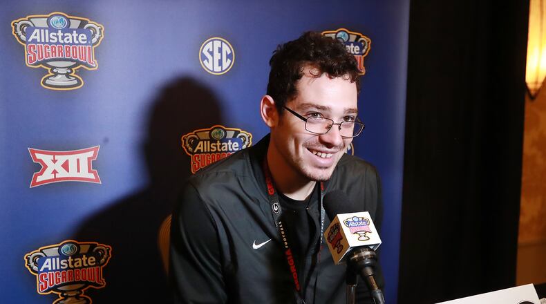 December 29, 2019 New Orleans: Georgia place kicker Rodrigo Blankenship takes questions from the media during the Georgia Offense Press Conference for the Sugar Bowl against Baylor on Sunday, December 29, 2019, in New Orleans. Curtis Compton/ccompton@ajc.com
