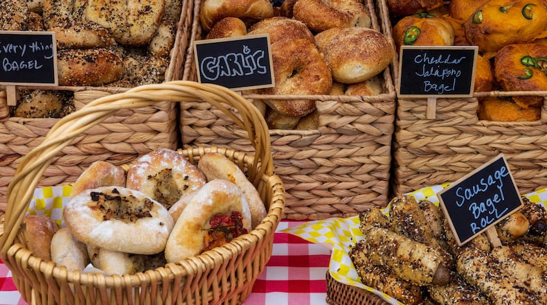 Bagels and schmear from the Bronx Bagel Buggy. Courtesy of Doug Sturgess Photography