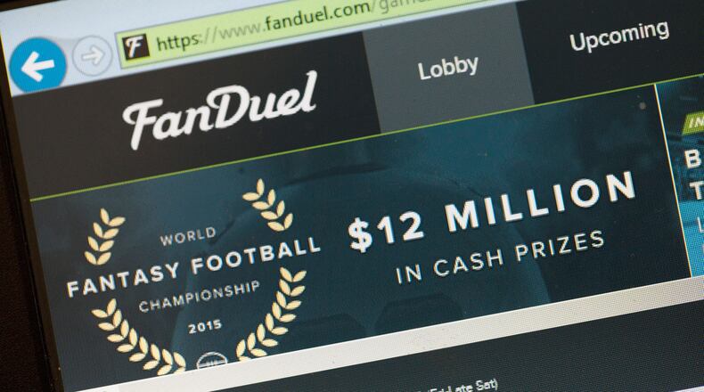 CHICAGO, IL - OCTOBER 16:  The fantasy sports website FanDuel  is shown on October 16, 2015 in Chicago, Illinois. FanDuel and its rival DraftKings have been under scrutiny after accusations surfaced of employees participating in the contests with insider information. An employee recently finished second in a contest on FanDuel, winning $350,000. Nevada recently banned the sites.  (Photo illustration by Scott Olson/Getty Images)