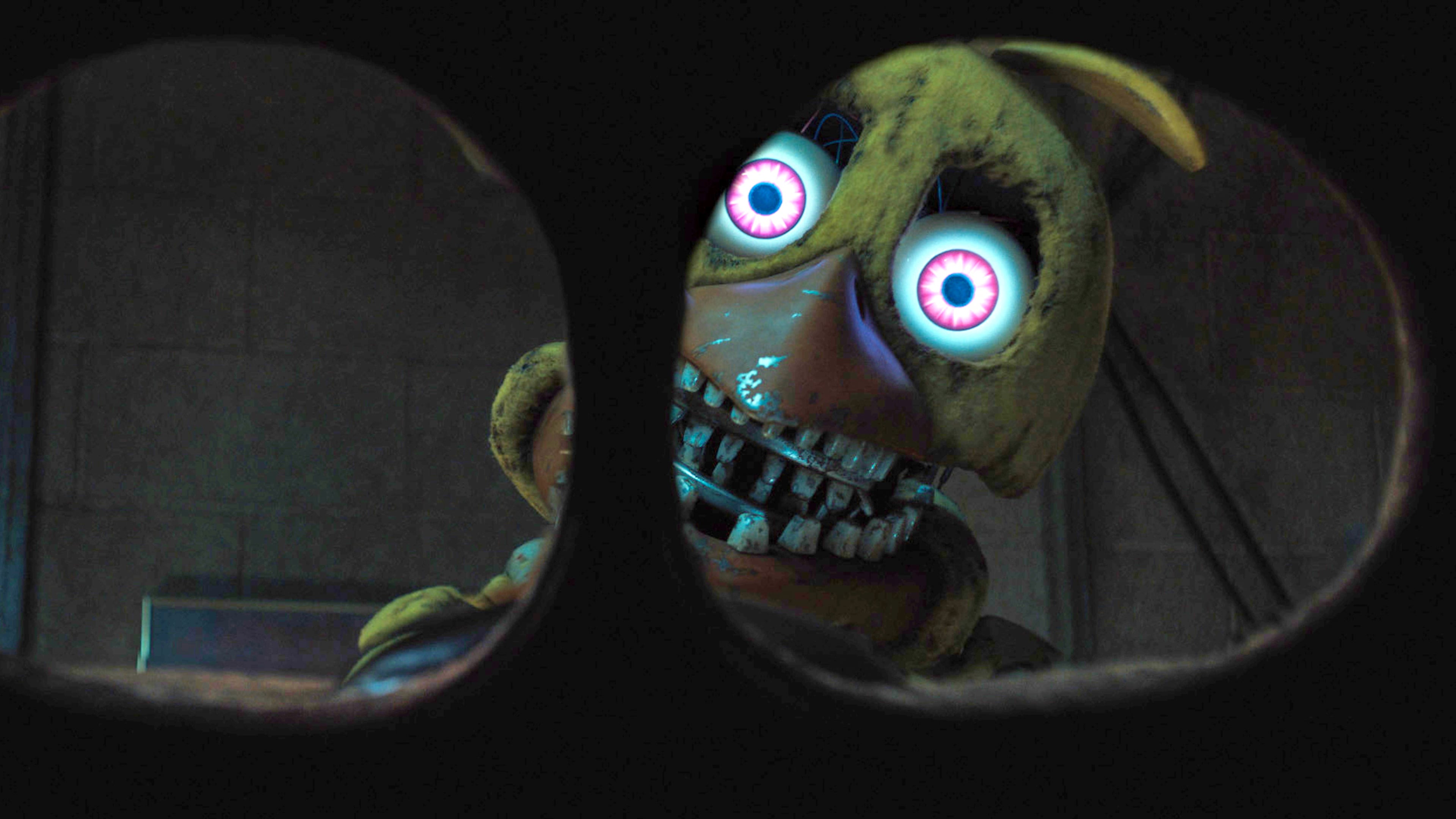 This image released by Universal Pictures shows a Withered Chica in a scene from "Five Nights at Freddy's 2." (Ryan Green/Universal Pictures via AP)