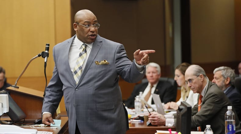 Chief Assistant District Attorney Clint Rucker during discussion of rebuttal witnesses this morning during the Tex McIver murder trial at the Fulton County Courthouse. Bob Andres bandres@ajc.com AJC FILE PHOTO