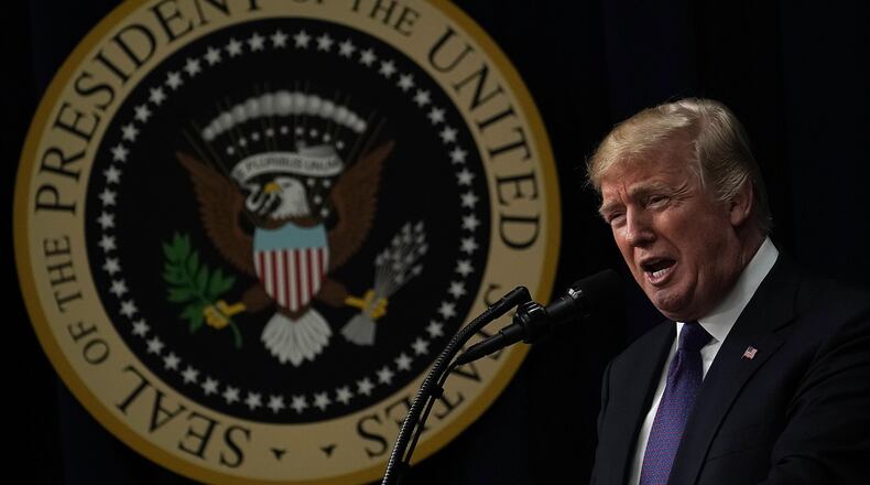 WASHINGTON, DC - JANUARY 16:  U.S. President Donald Trump speaks as he stops by a Conversations with the Women of America panel at the South Court Auditorium of Eisenhower Executive Office Building January 18, 2018 in Washington, DC. The three-part panel features ÃAmerican women from various backgrounds and experiences who will speak with high-level women within the Trump Administration, about what has been accomplished to date to advance women at home, and in the workplace.Ã  (Photo by Alex Wong/Getty Images)