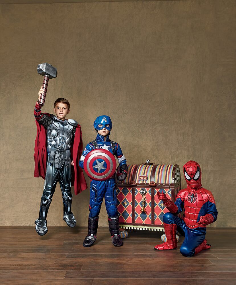 "His" Ultimate Children's Costumes in Personalized Mackenzie-Childs Trunks, $5,000 each