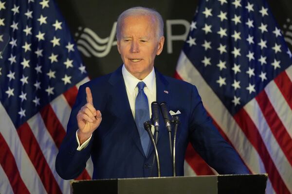 Former U.S. President Joe Biden speaks at the Advocates, Councelors, and Representatives for the Disabled conference in Chicago, Tuesday, April 15, 2025. (AP Photo/Nam Y. Huh)