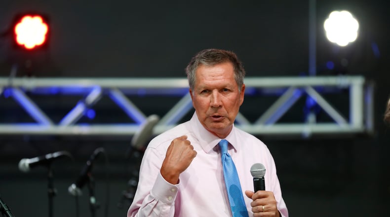 Ohio Gov. John Kasich speaks at the The Rock and Roll Hall of Fame and Museum on Tuesday in Cleveland, during the second day of the Republican convention. AP/Alex Brandon