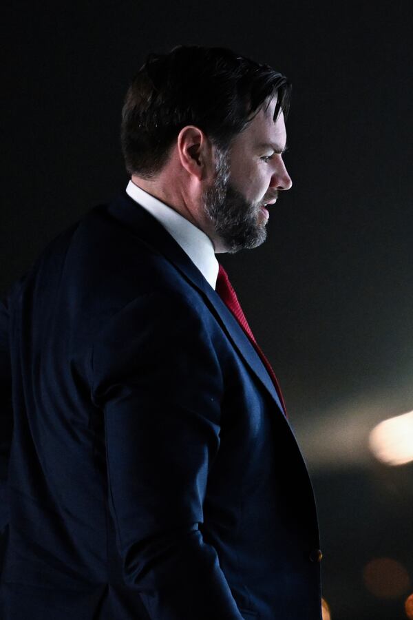 U.S. Vice President JD Vance departs New Delhi en route to Jaipur, India, Monday, April 21, 2025. (Kenny Holston/The New York Times via AP, Pool)